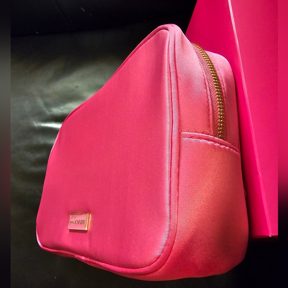 Prada Candy Pink Satin Cosmetic Bag w Box Travel Case New - Picture 4 of 12